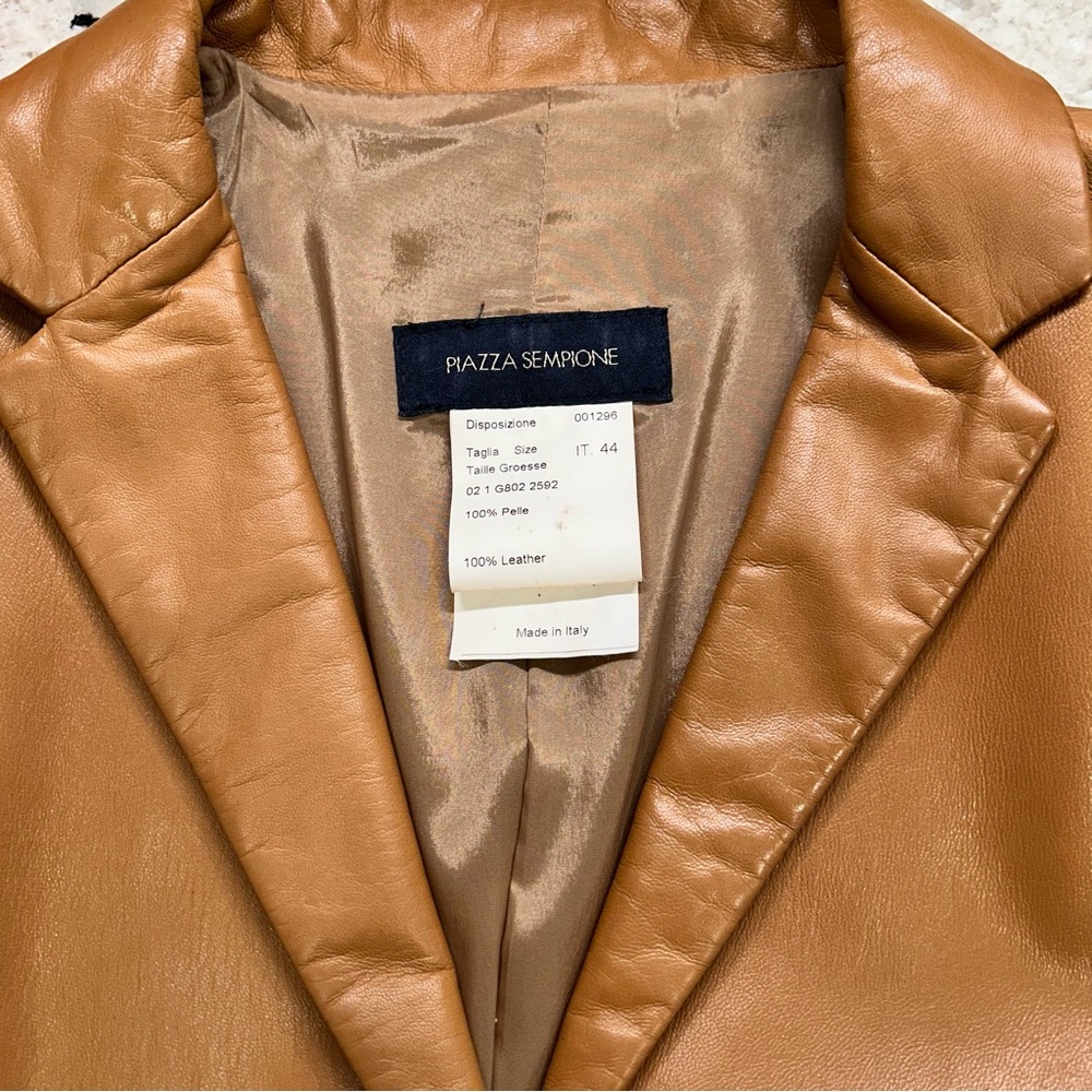 Piazza Sempione Womens S Italian 44 Soft Leather Jacket Tan Brown Made in Italy - Picture 7 of 8